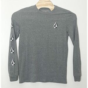 Volcom Long Sleeve T Shirt Men's‎ Mediums Gray Crest Logo Skater Outdoor Cali